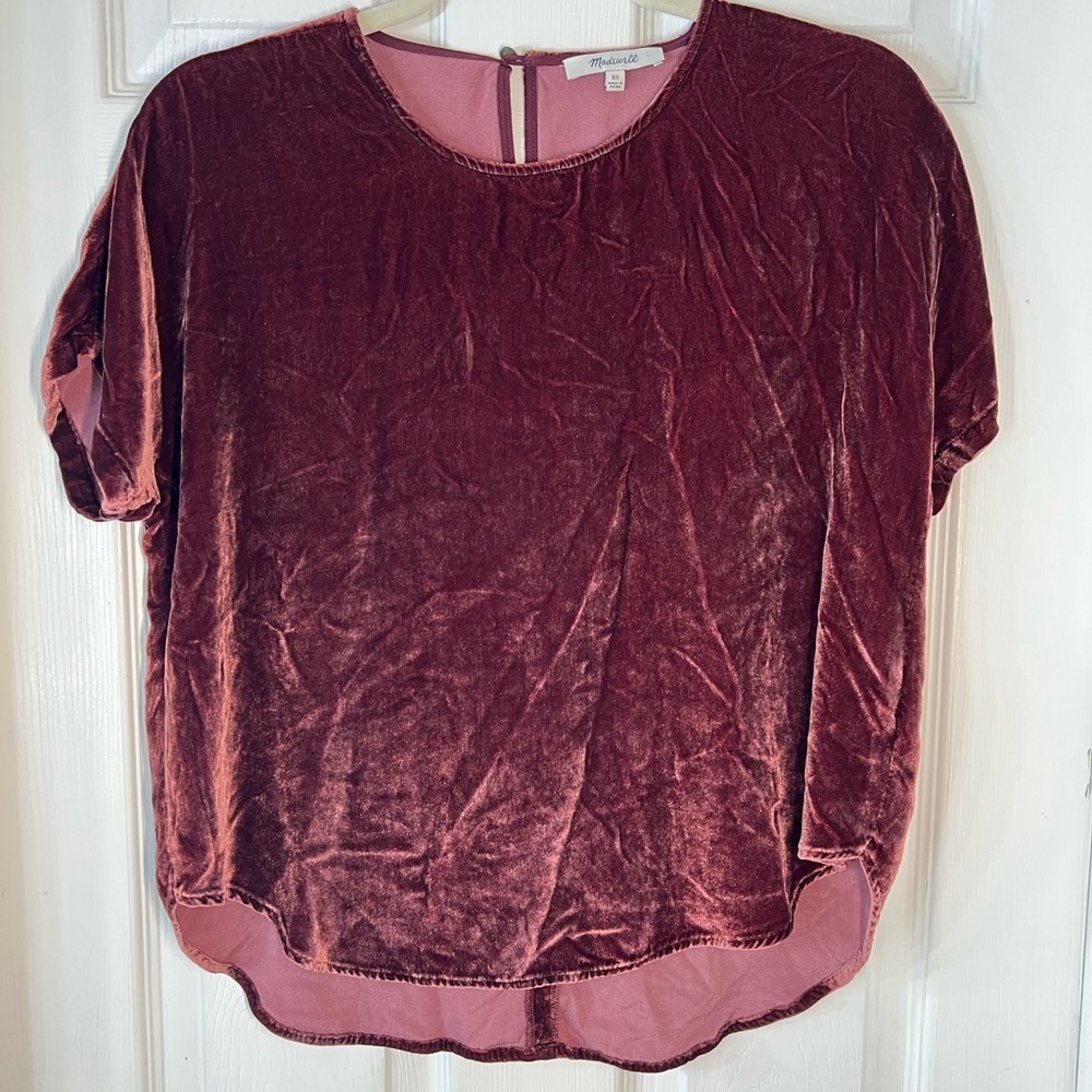 Madewell Women's Velvet Top - Rich Burgundy Size XS‎ .